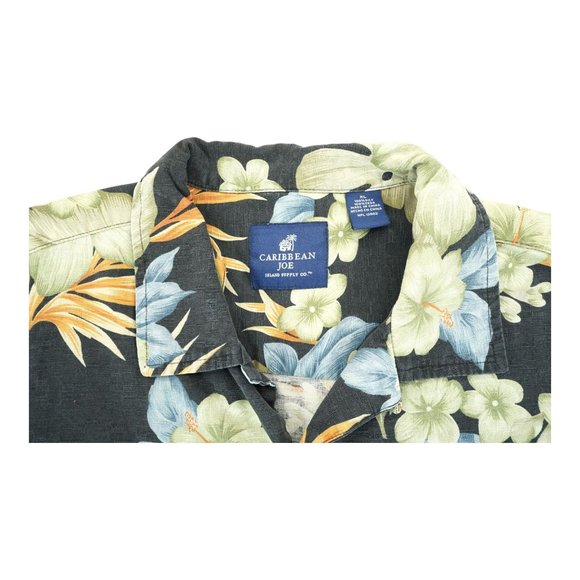 Caribbean Joe Hawaiian Shirt Mens XL Blue Linen Viscose Blend Button Up - Picture 3 of 4